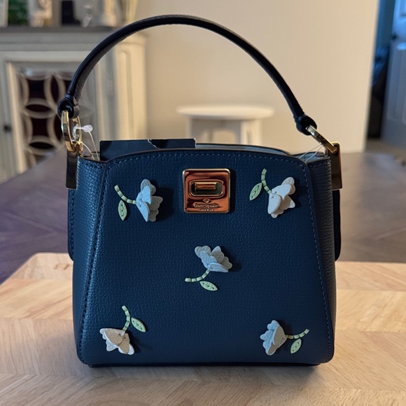 kate spade Handbags - Kate Spade Blue Mini Bag with Floral Accents